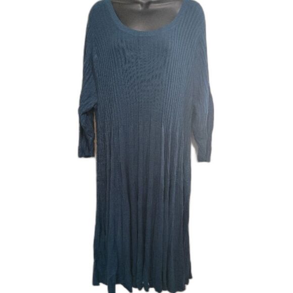 torrid Dress Size 3X Elegant Blue Knit Dress Winter Long Sleeve Midi Length - Picture 1 of 11